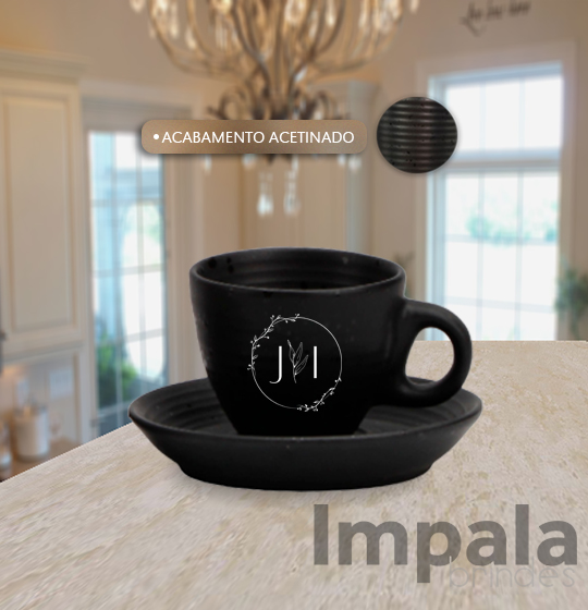 Xícara com Pires Grace Preta 90ml