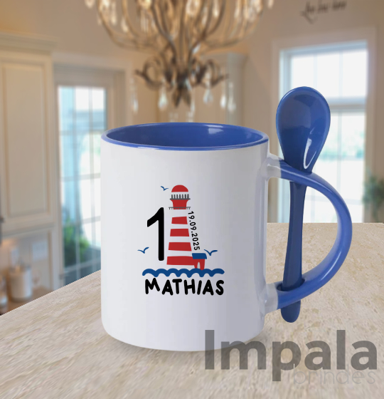 Caneca Reta Bicolor Sublimática com Colher 325ml